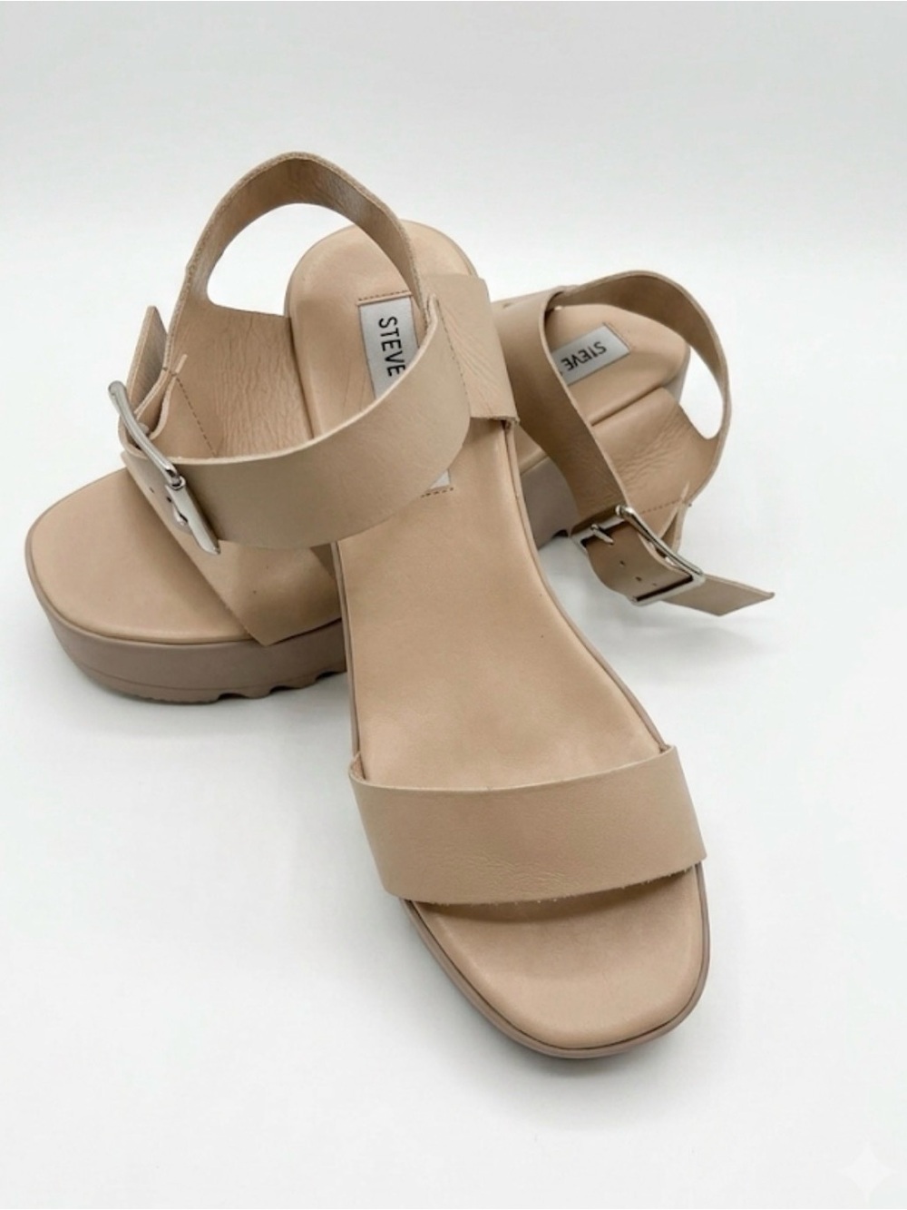 Steve Madden Lake Flatform Sandal in Blush Leather Sz 8.5/39